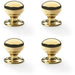 4x SOLID BRASS Mortice Smooth Mushroom Door Knob Polished Brass 41mm Diameter