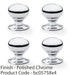 4 PACK SOLID BRASS Mortice Smooth Mushroom Door Knob Polished Chrome 41mm Dia 1