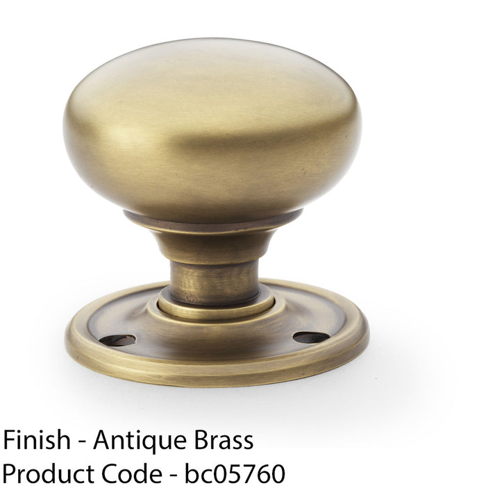 SOLID BRASS Mortice Smooth Mushroom Door Knob - Antique Brass 51mm Diameter 1