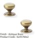 2 PACK SOLID BRASS Mortice Smooth Mushroom Door Knob Antique Brass 51mm Diameter 1