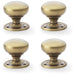 4 PACK SOLID BRASS Mortice Smooth Mushroom Door Knob Antique Brass 51mm Diameter