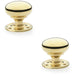 2x SOLID BRASS Mortice Smooth Mushroom Door Knob Polished Brass 51mm Diameter