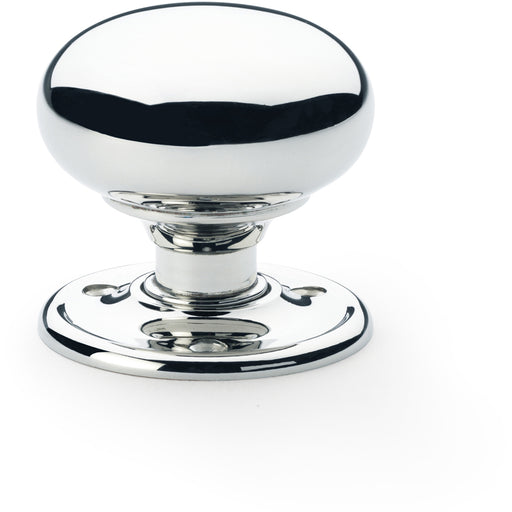 SOLID BRASS Mortice Smooth Mushroom Door Knob - Polished Chrome 51mm Diameter