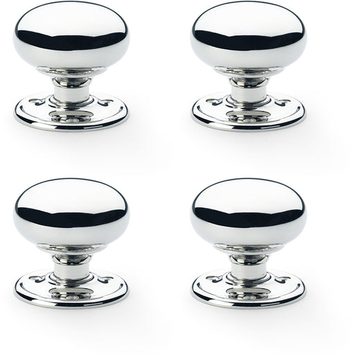 4 PACK SOLID BRASS Mortice Smooth Mushroom Door Knob Polished Chrome 51mm Dia