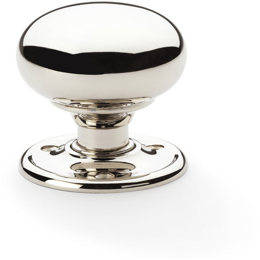 SOLID BRASS Mortice Smooth Mushroom Door Knob - Polished Nickel 51mm Diameter