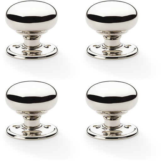 4 PACK SOLID BRASS Mortice Smooth Mushroom Door Knob Polished Nickel 51mm Dia