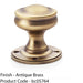 SOLID BRASS Mortice Smooth Georgian Door Knob - Antique Brass 50mm Diameter 1