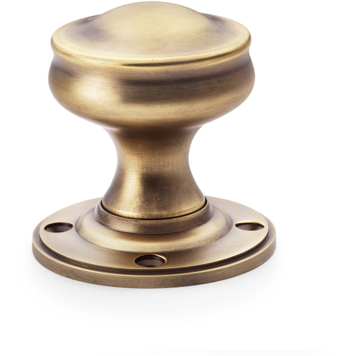 SOLID BRASS Mortice Smooth Georgian Door Knob - Antique Brass 50mm Diameter