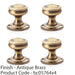 4 PACK SOLID BRASS Mortice Smooth Georgian Door Knob Antique Brass 50mm Diameter 1