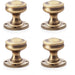 4 PACK SOLID BRASS Mortice Smooth Georgian Door Knob Antique Brass 50mm Diameter