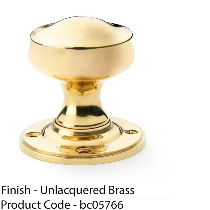 SOLID BRASS Mortice Smooth Georgian Door Knob - Polished Brass 50mm Diameter 1