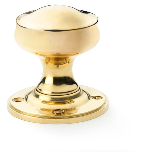 SOLID BRASS Mortice Smooth Georgian Door Knob - Polished Brass 50mm Diameter