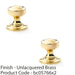 2x SOLID BRASS Mortice Smooth Georgian Door Knob Polished Brass 50mm Diameter 1