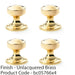 4x SOLID BRASS Mortice Smooth Georgian Door Knob Polished Brass 50mm Diameter 1