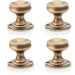 4 PACK SOLID BRASS Mortice Hammered Georgian Door Knob Antique Brass 50mm Dia