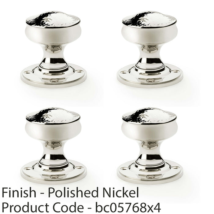 4 PACK SOLID BRASS Mortice Hammered Georgian Door Knob Polished Nickel 50mm 1