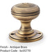 SOLID BRASS Classic Ringed Mortice Door Knob - Antique Brass 50mm Diameter 1