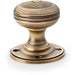 SOLID BRASS Classic Ringed Mortice Door Knob - Antique Brass 50mm Diameter