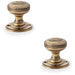 2 PACK SOLID BRASS Classic Ringed Mortice Door Knob Antique Brass 50mm Diameter