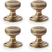 4 PACK SOLID BRASS Classic Ringed Mortice Door Knob Antique Brass 50mm Diameter