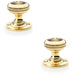 2 PACK SOLID BRASS Classic Ringed Mortice Door Knob Polished Brass 50mm Diameter