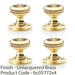 4 PACK SOLID BRASS Classic Ringed Mortice Door Knob Polished Brass 50mm Diameter 1