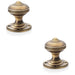 2 PACK SOLID BRASS Classic Reeded Mortice Door Knob Antique Brass 50mm Diameter