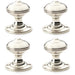 4x SOLID BRASS Classic Reeded Mortice Door Knob Polished Nickel 50mm Diameter