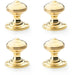 4 PACK SOLID BRASS Classic Reeded Mortice Door Knob Polished Brass 50mm Diameter