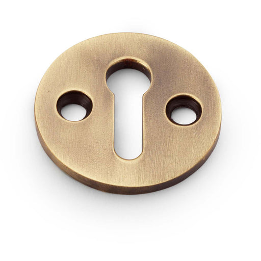 Round Standard Lock Profile Escutcheon - Antique Brass Door Key Plate