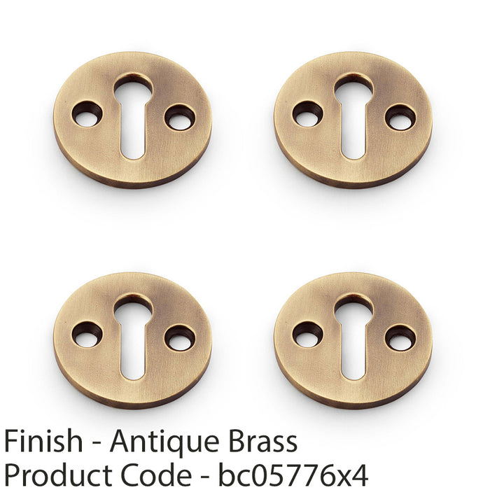 4 PACK Round Standard Lock Profile Escutcheon Antique Brass Door Key Plate 1