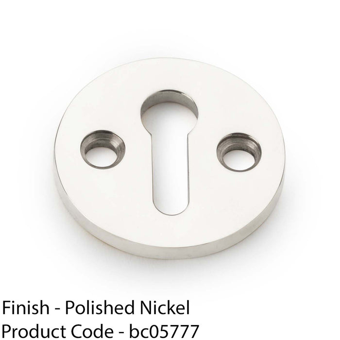 Round Standard Lock Profile Escutcheon - Polished Nickel Door Key Plate 1