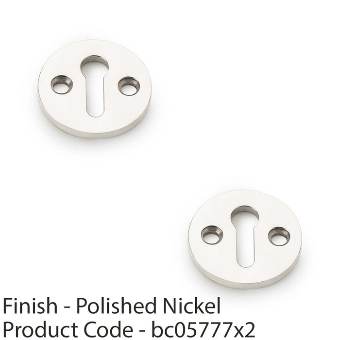 2 PACK Round Standard Lock Profile Escutcheon Polished Nickel Door Key Plate 1