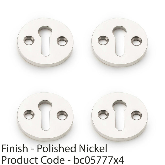 4 PACK Round Standard Lock Profile Escutcheon Polished Nickel Door Key Plate 1