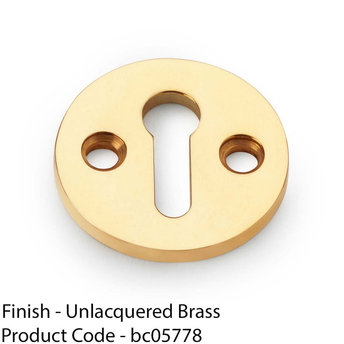 Round Standard Lock Profile Escutcheon - Unlaquered Brass Door Key Plate 1