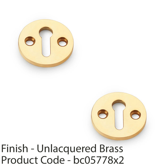 2 PACK Round Standard Lock Profile Escutcheon Unlaquered Brass Door Key Plate 1