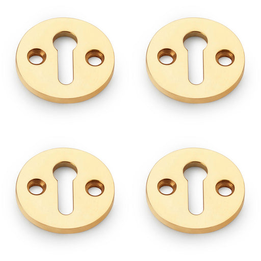 4 PACK Round Standard Lock Profile Escutcheon Unlaquered Brass Door Key Plate