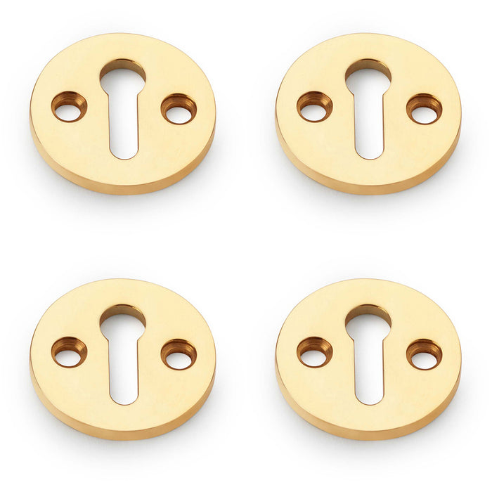 4 PACK Round Standard Lock Profile Escutcheon Unlaquered Brass Door Key Plate