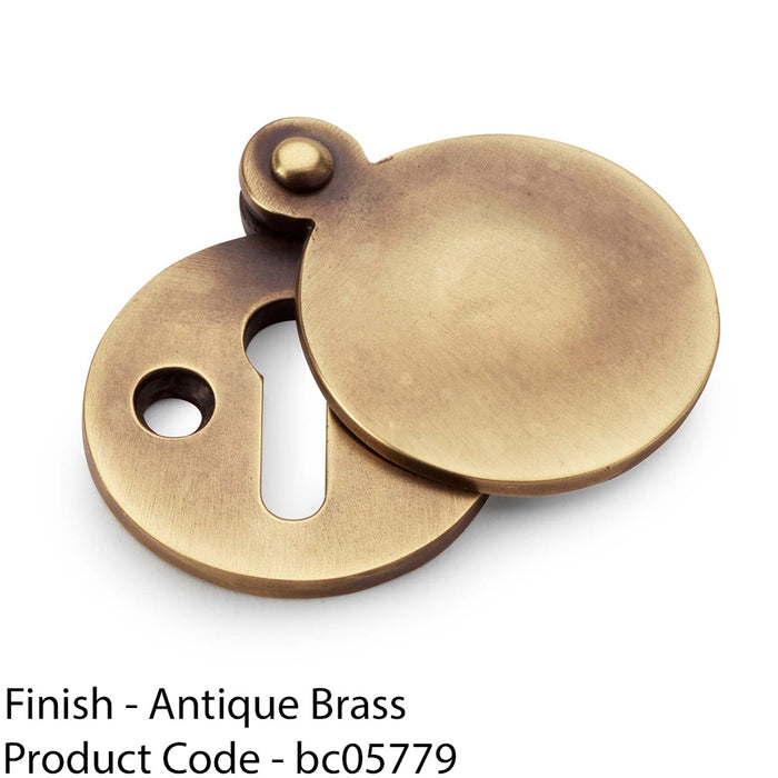 Round Standard Lock Profile Escutcheon & Smooth Swing Cover - Antique Brass 1