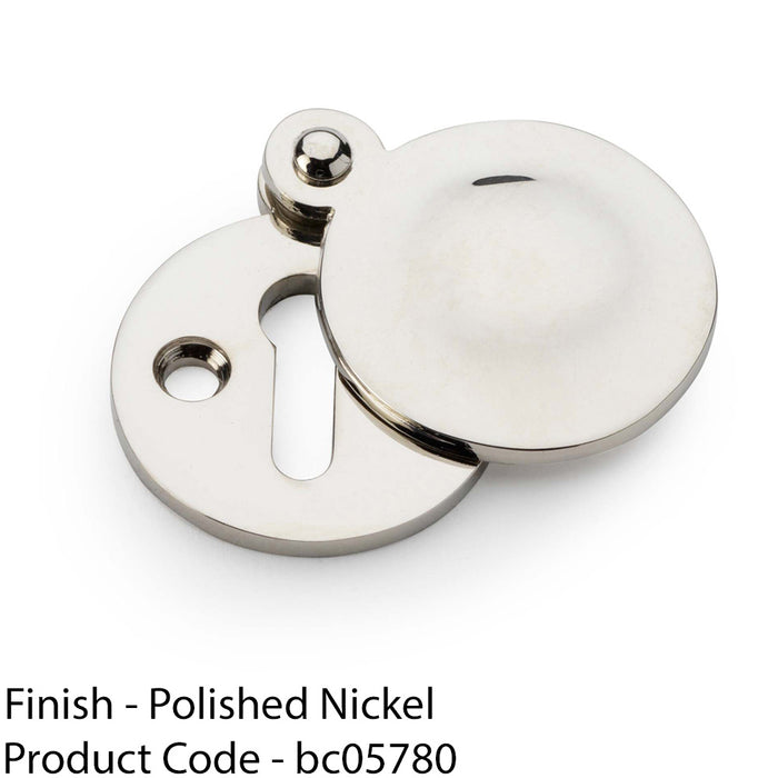 Round Standard Lock Profile Escutcheon & Smooth Swing Cover - Polished Nickel 1