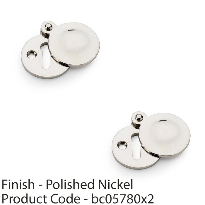 2 PACK Round Standard Lock Profile Escutche& Smooth Swing Cover Polished Nickel 1