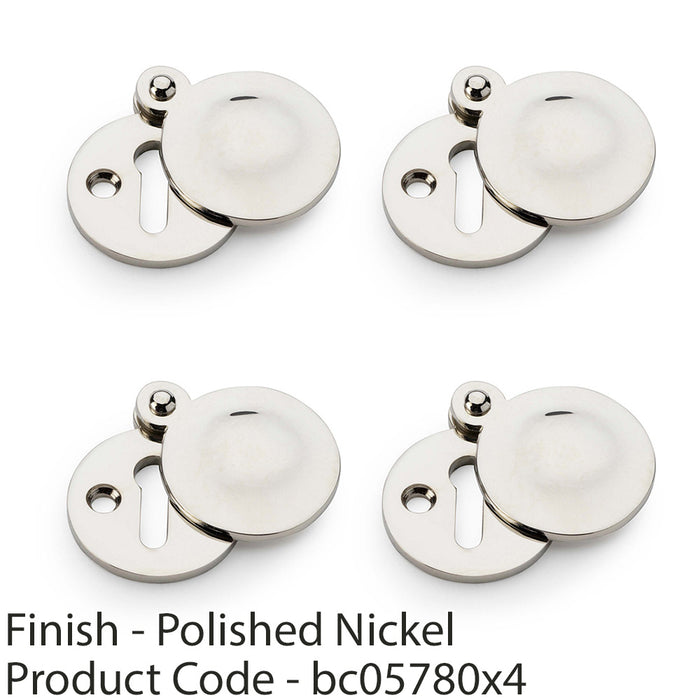 4 PACK Round Standard Lock Profile Escutche& Smooth Swing Cover Polished Nickel 1