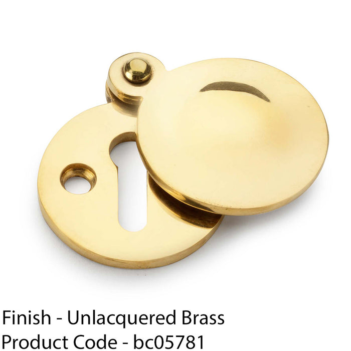 Round Standard Lock Profile Escutcheon & Smooth Swing Cover - Unlaquered Brass 1