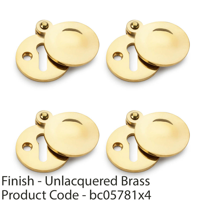 4 PACK Round Standard Lock Profile Escutche& Smooth Swing Cover Unlaquered Brass 1