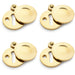 4 PACK Round Standard Lock Profile Escutche& Smooth Swing Cover Unlaquered Brass