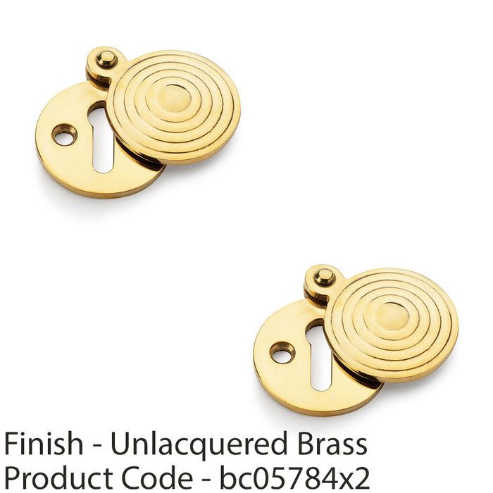 2 PACK Round Standard Lock Profile Escutcheon & Ringed Swing Cover Brass 1