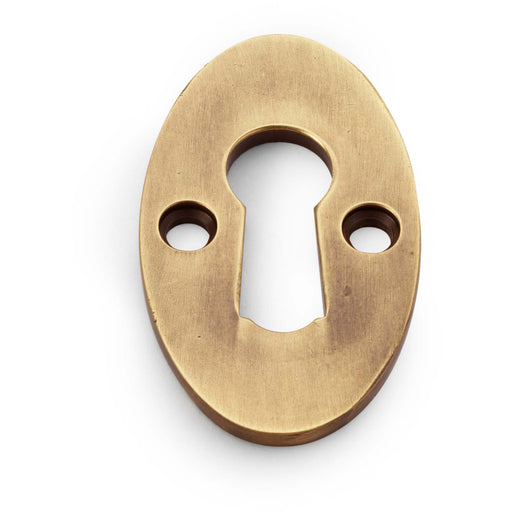 Oval Standard Lock Profile Escutcheon - Antique Brass Door Key Plate