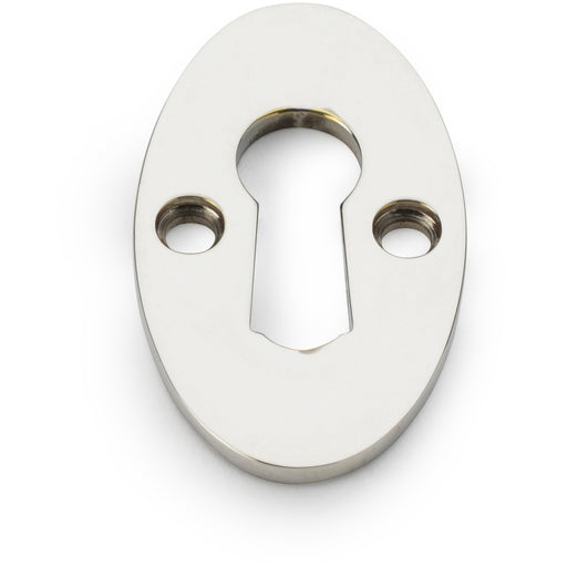 Oval Standard Lock Profile Escutcheon - Polished Nickel Door Key Plate