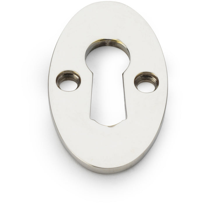 Oval Standard Lock Profile Escutcheon - Polished Nickel Door Key Plate