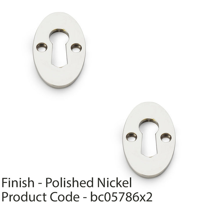 2 PACK Oval Standard Lock Profile Escutcheon Polished Nickel Door Key Plate 1